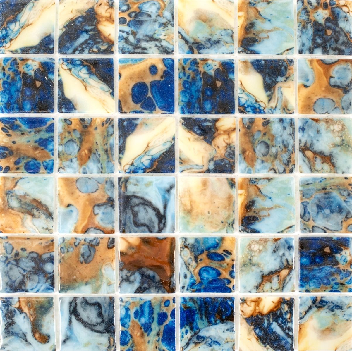 موزاييك زجاجي لحمام السباحة | 31.5 × 31.5 سم | أزرق مزخرف