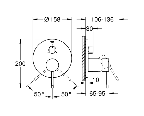 Grohe Concealed Shower Mixer with 3-Way Diverter | Essence Collection | Chrome | 24169001