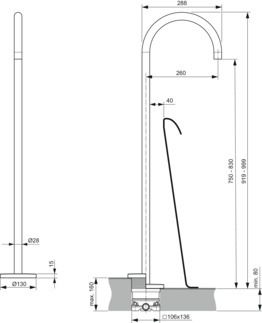 Ideal Standard Floor-Standing Shower Arm | Joy Collection | Silver
