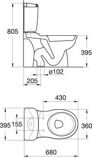 Ideal Standard Floor-Standing Toilet Seat with Siphon Tank | San Remo Collection | White