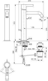 Ideal Standard Tall Basin Mixer | Joy Collection | Chrome